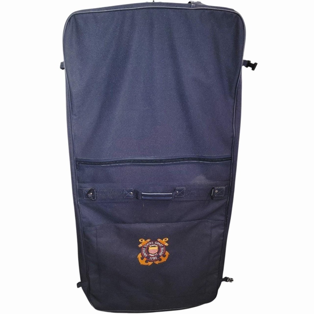 Vintage United States Coast Guard Garment Bag Navy Blue Suit Travel Carrier‎